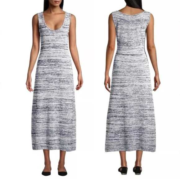 New MaxMara Leisure Biglia Marbled Navy Blue Knit Midi Dress Size Medium - Picture 3 of 10